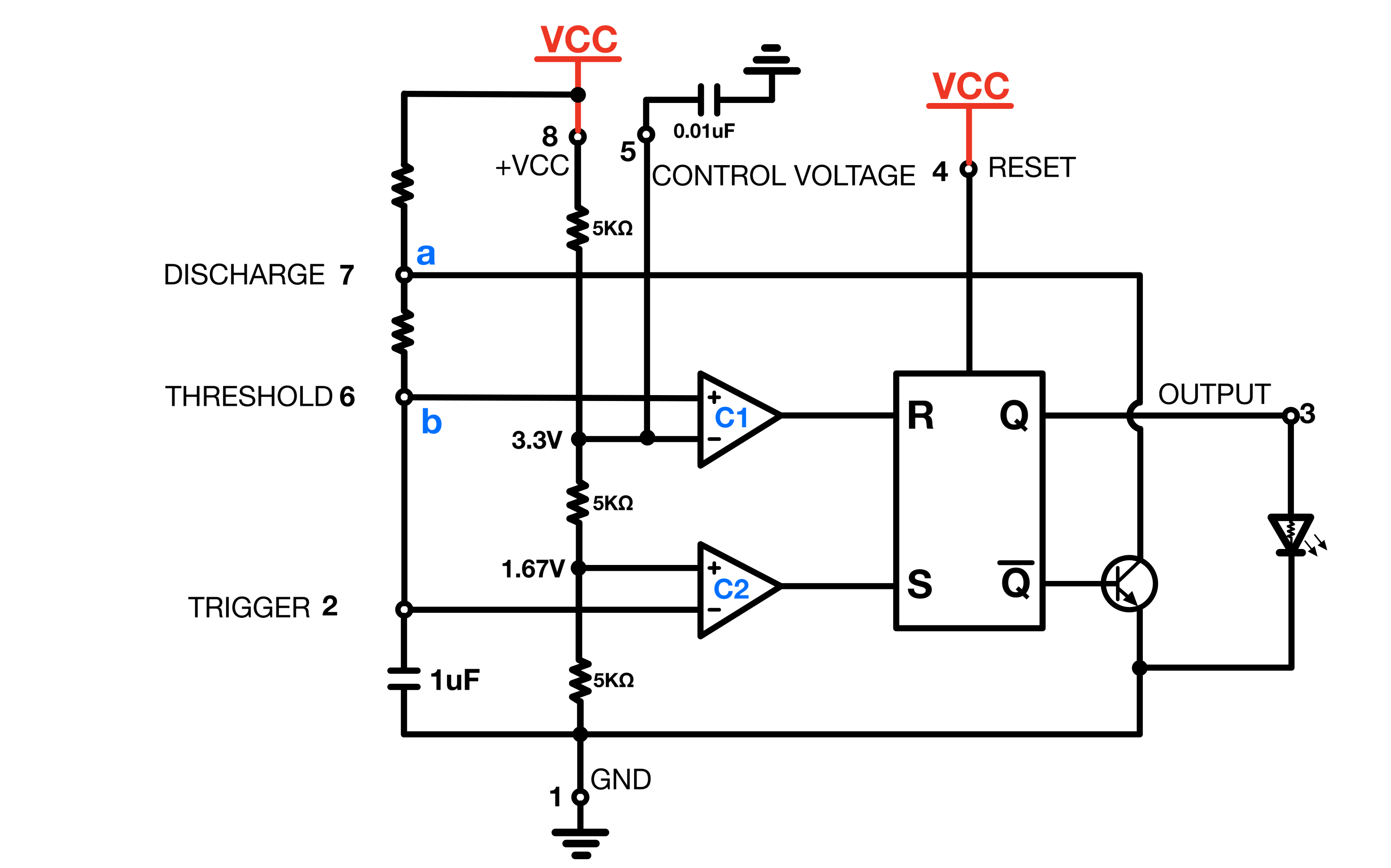 Figure 3: Astable configuration of 555 timer